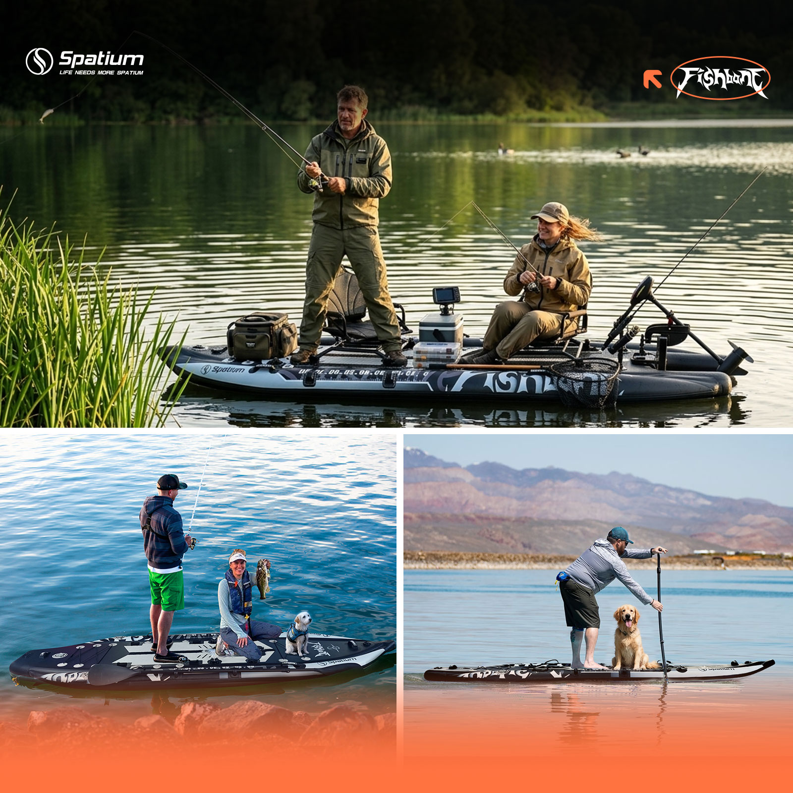 Fishing Kayak Pedal Drive - Spatium 2 Person Multi-Air Chambers Leak-Proof
