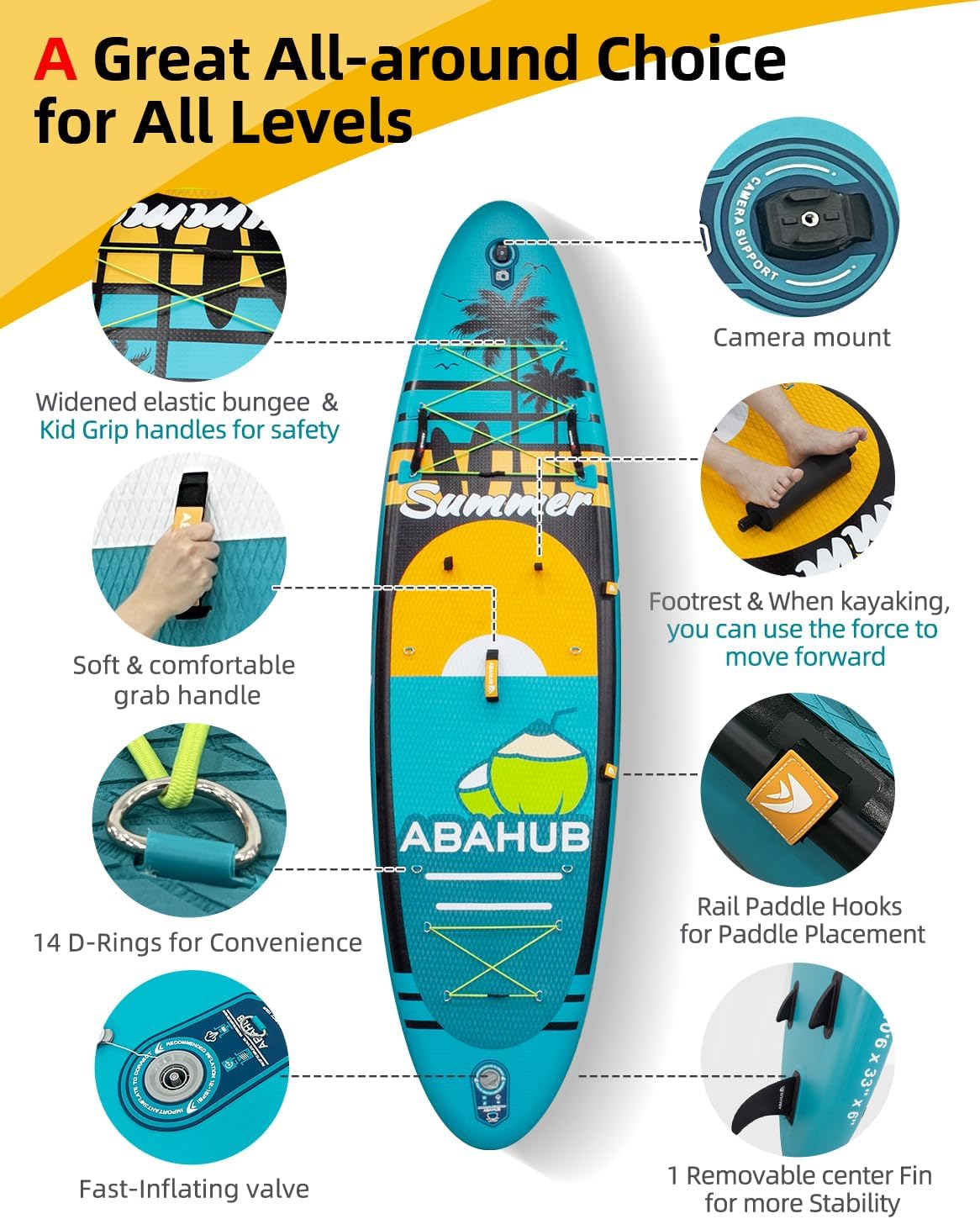 Wide 10.6ft x 31/34in Inflatab - Fishing Kayak Paddle avaliação e preço