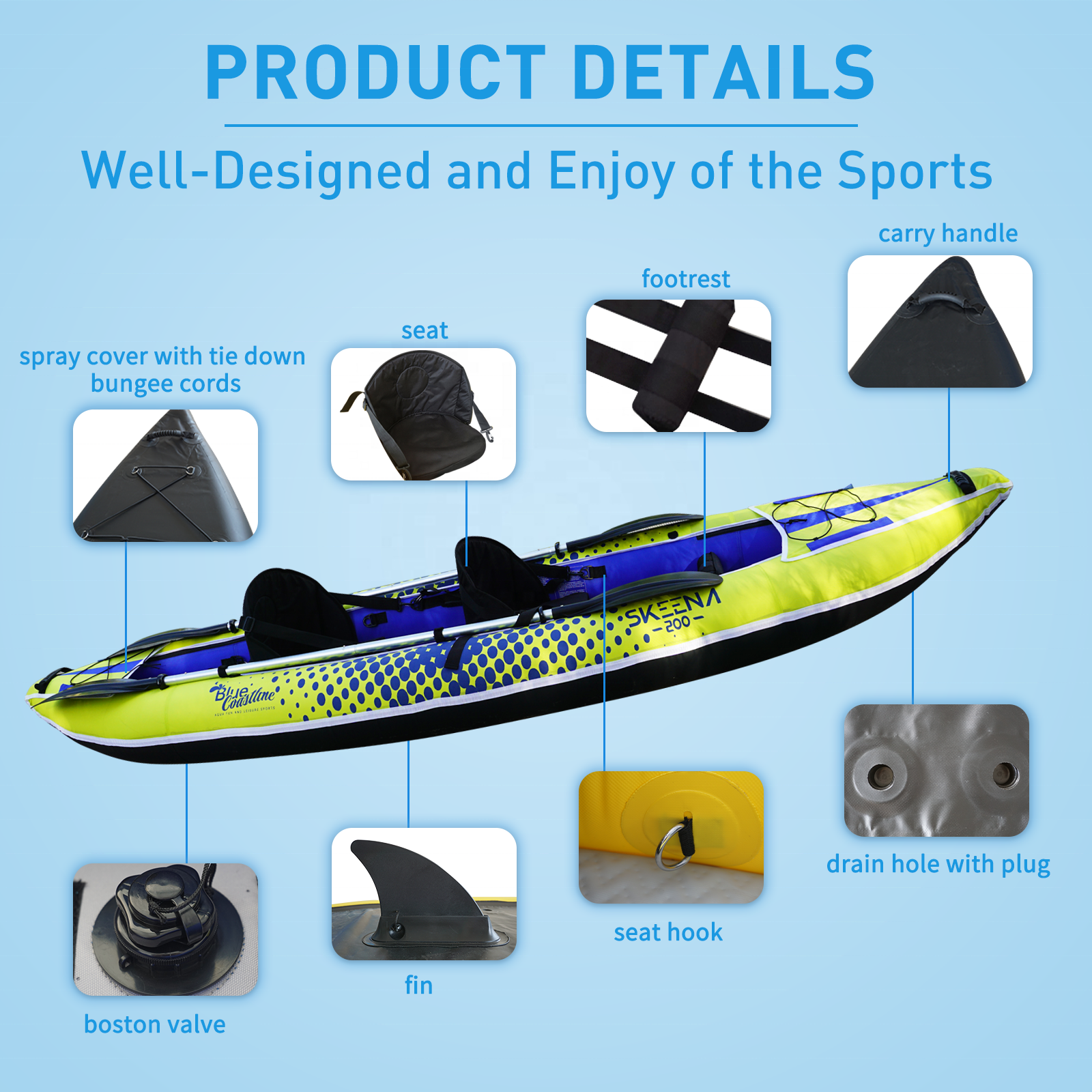 Adult Inflatable Fishing Canoe - Fishing Kayak Seat avaliação e preço