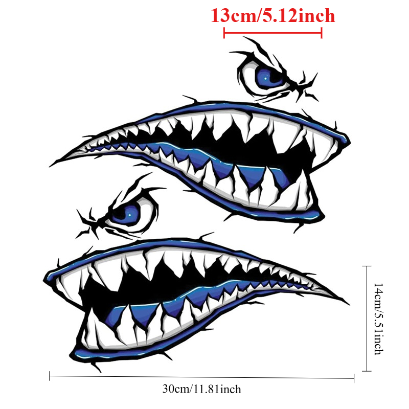 2PCS Shark Teeth Mouth Boat St - Fishing Kayak Sit On Top avaliação e preço